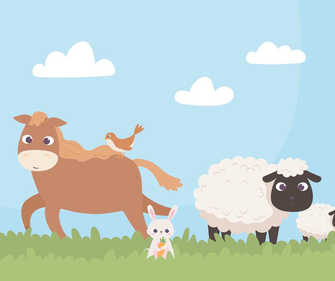 cute animals landscape vector