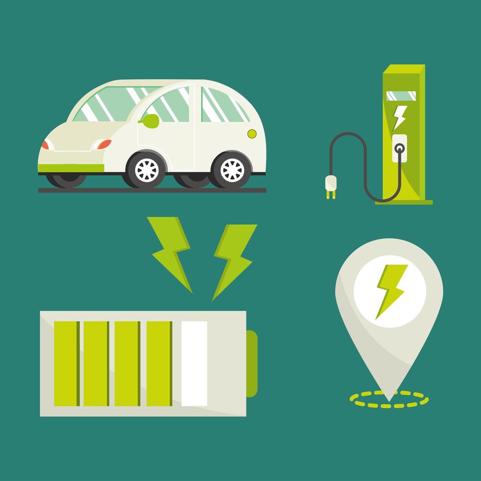 electric car icons vector