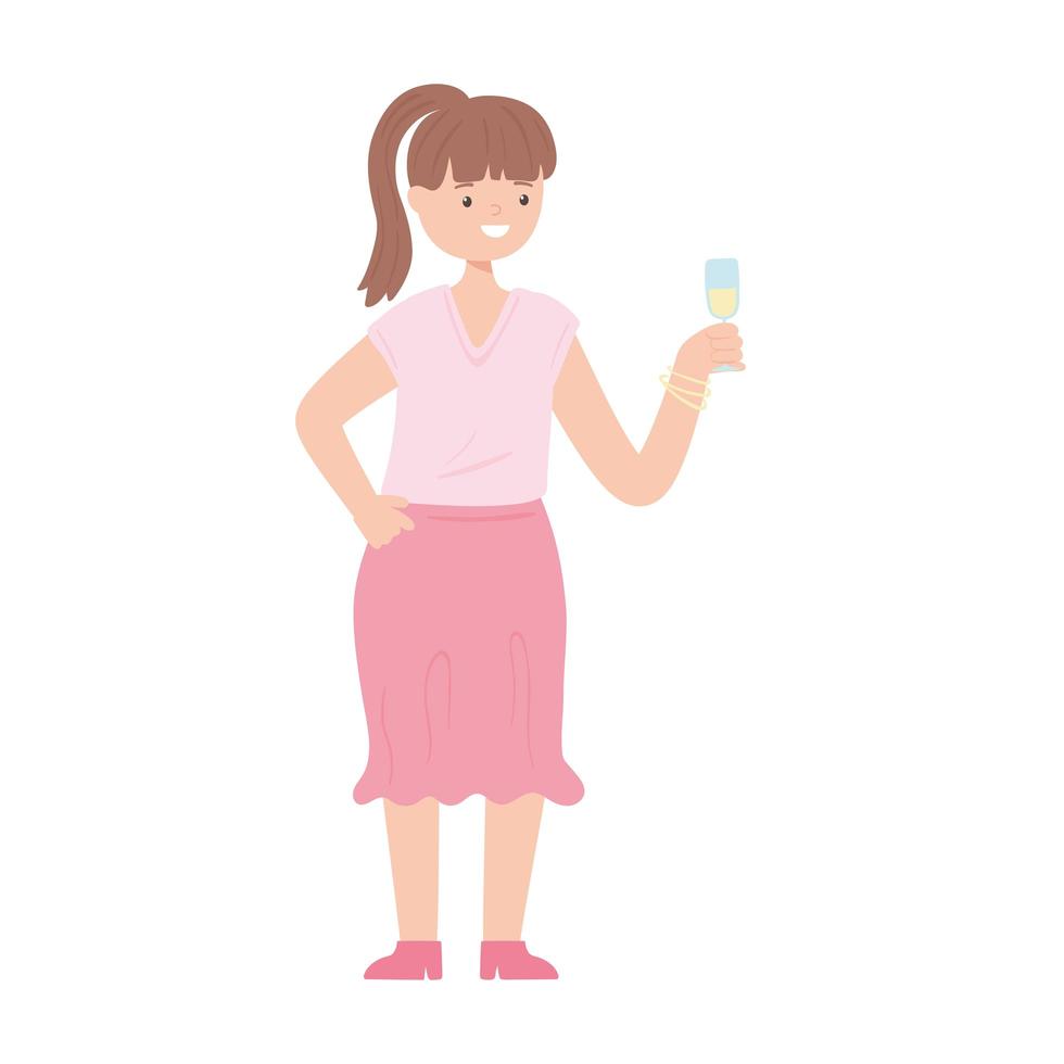 woman with wine glass vector