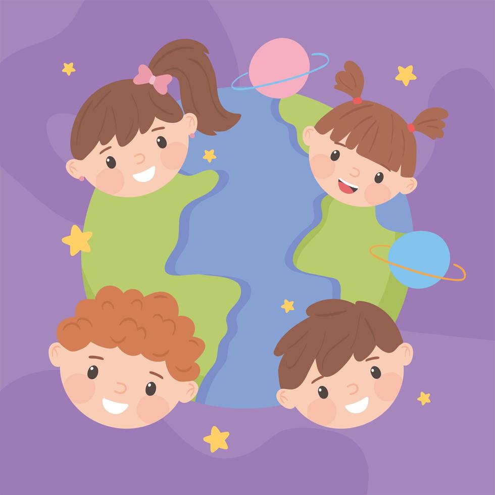 world childrens day, faces kids vector