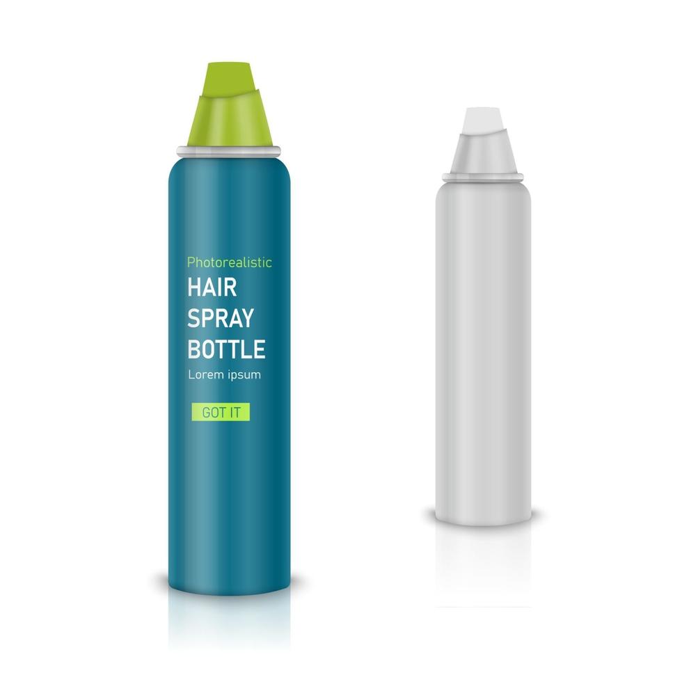 White realistic packaging glossy bottle with sprayer for nasal spray vector