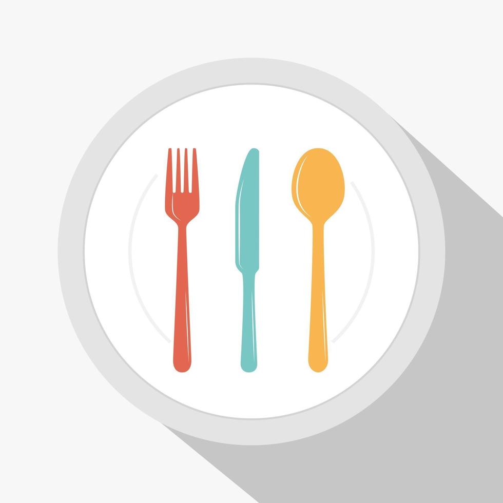 Fork Knife and Spoon - symbols of cutlery on white background vector