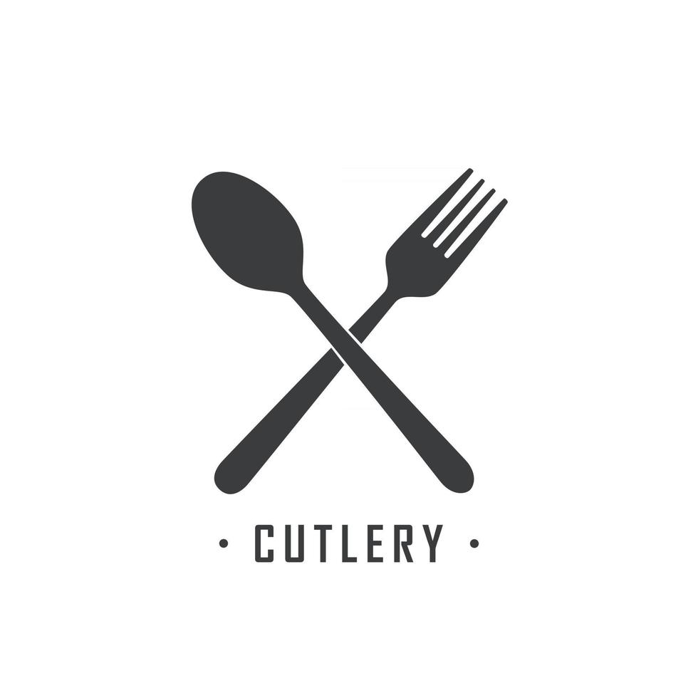 Tenedor, cuchillo y cuchara - símbolos de cubiertos sobre fondo blanco. vector