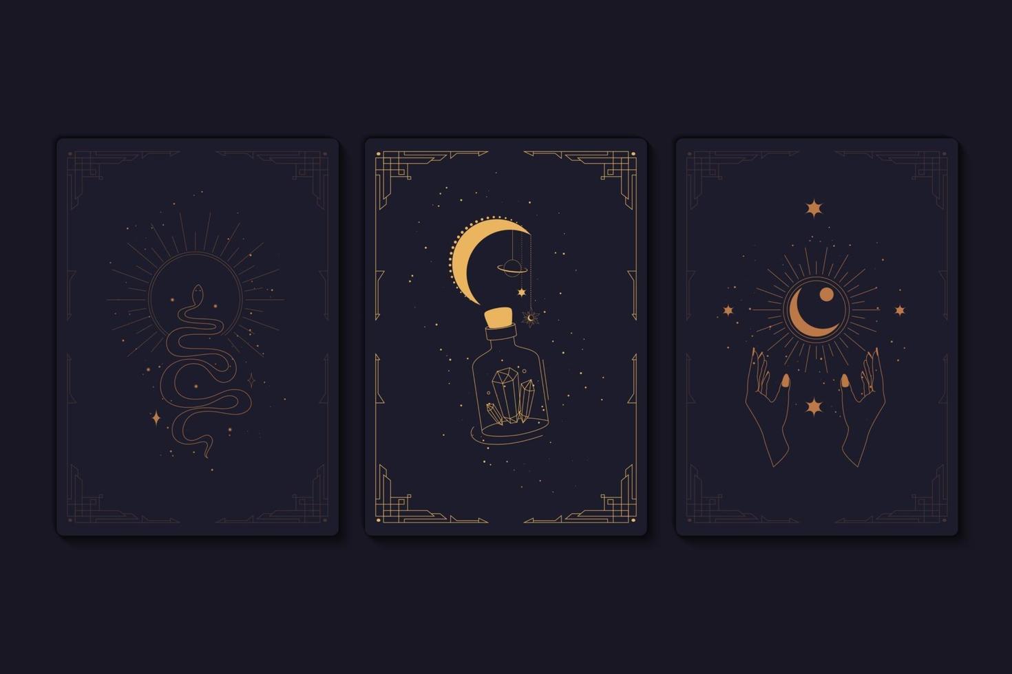 Set of mystical tarot cards vector