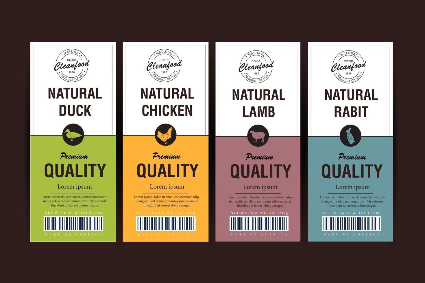 Fine Quality Organic Meat and Poultry Vertical Labels Set. vector