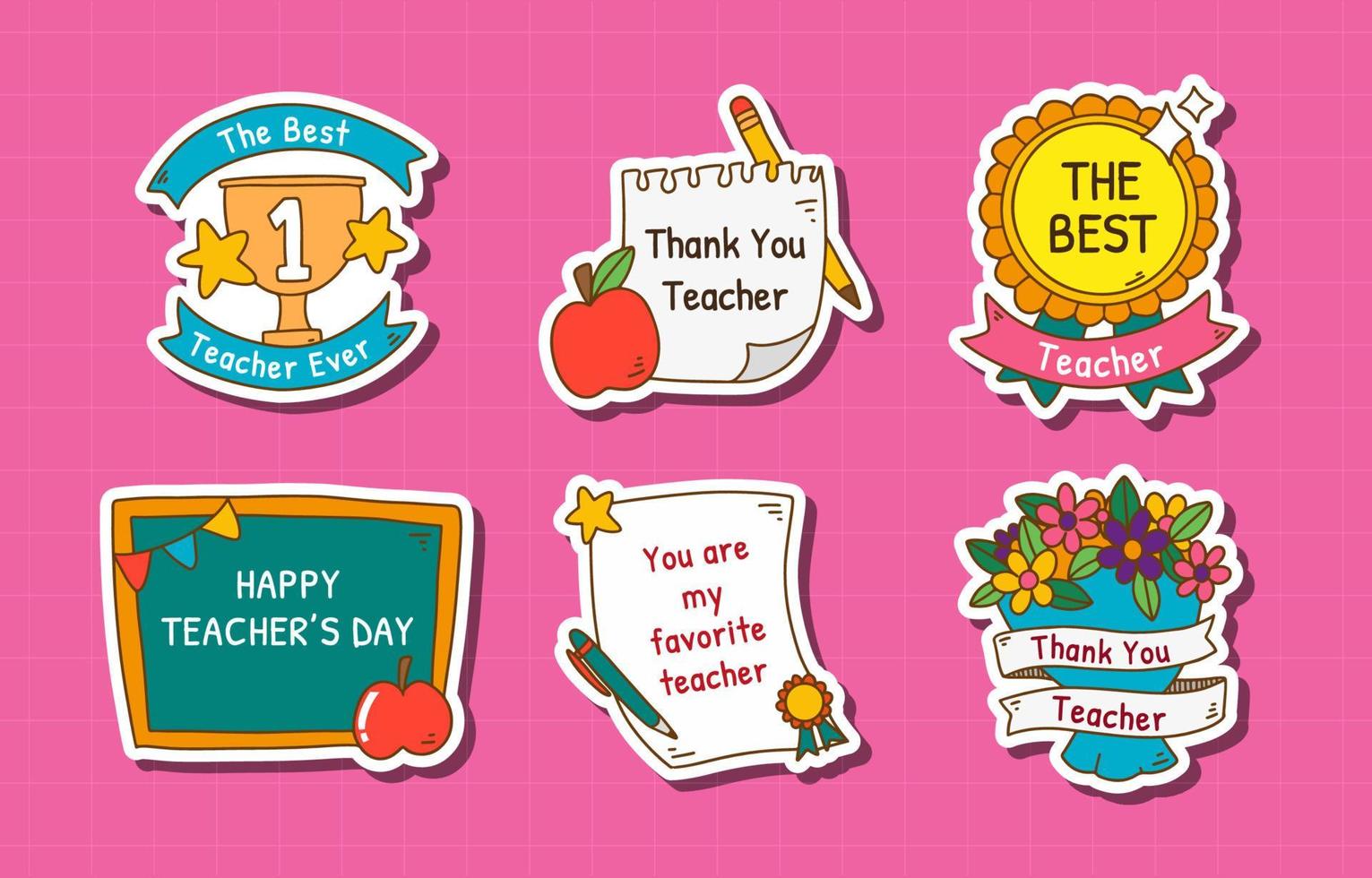 Teacher's Day Appreciation Stickers Set vector