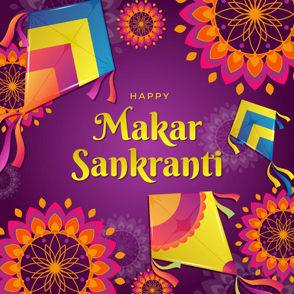 Happy Makar Sankranti Background with Beautiful Pattern vector