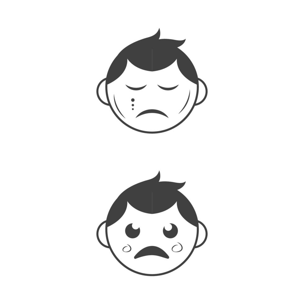 Ilustración de diseño de icono de vector de emoción triste