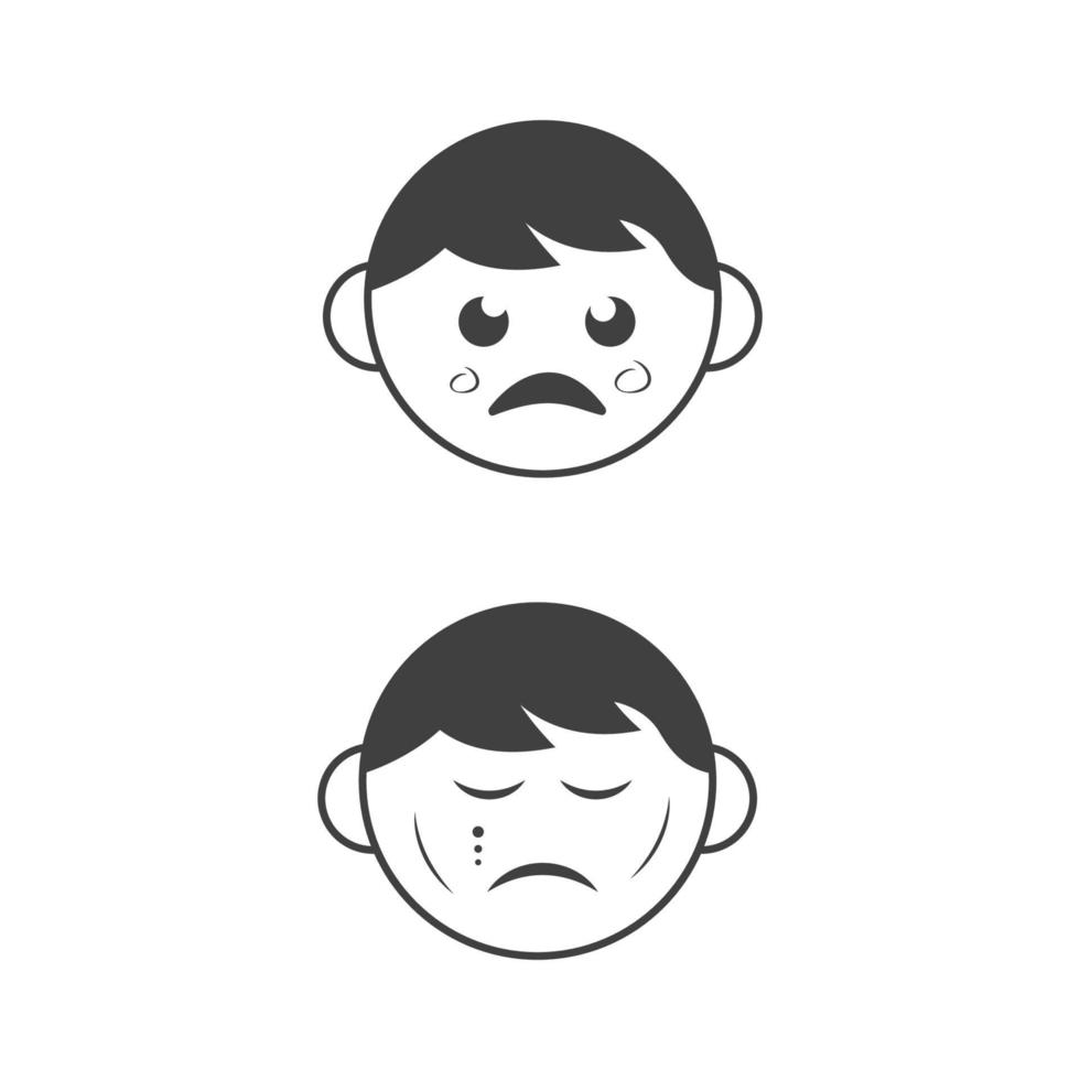 Ilustración de diseño de icono de vector de emoción triste