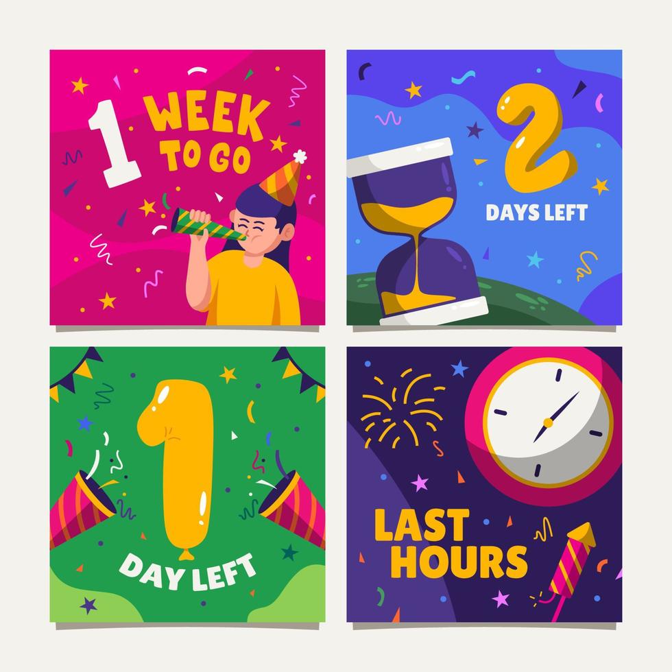 New Year Countdown Social Media Post vector