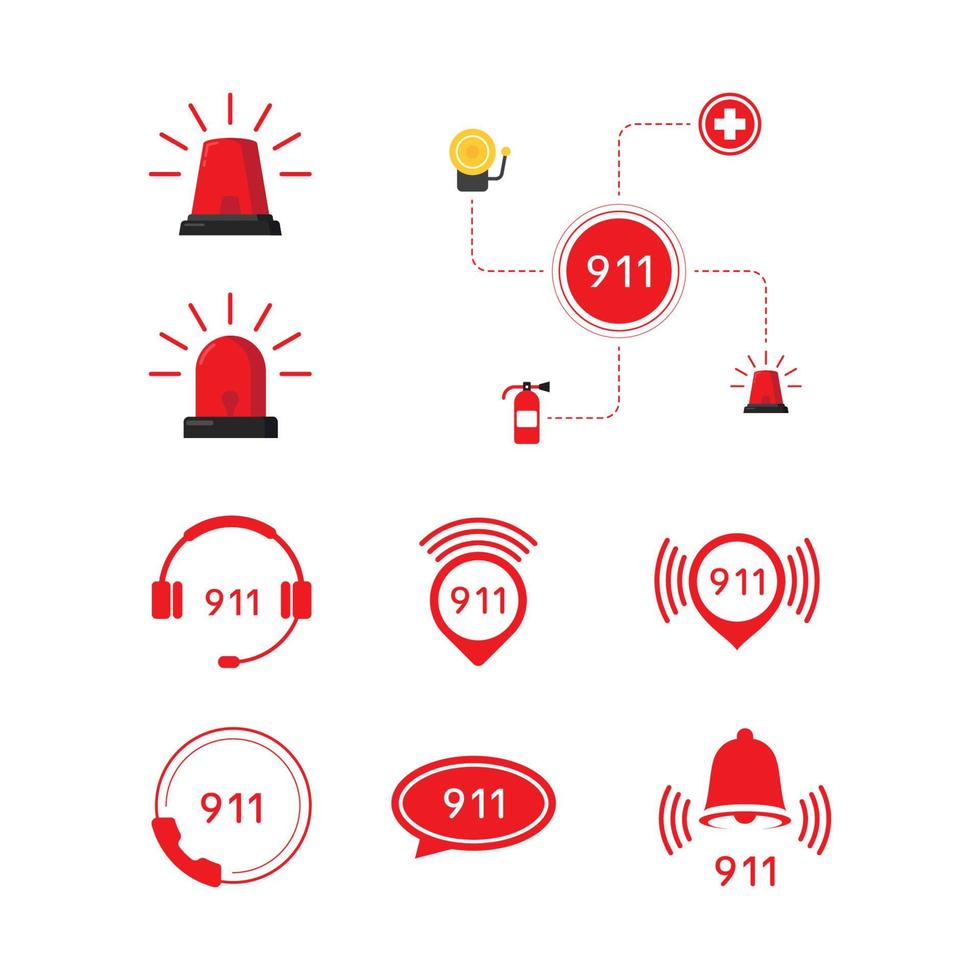 Diseño de icono de vector de emergencia 911