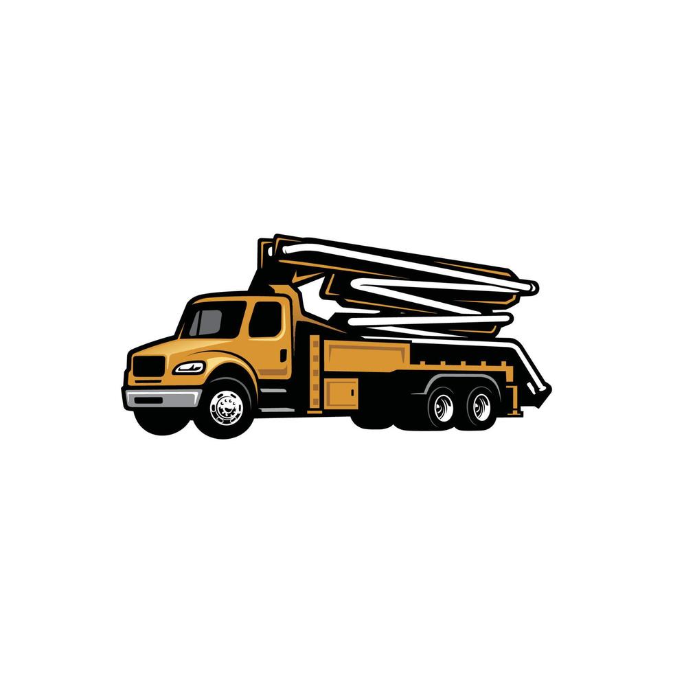 construction vehicle - concrete pump truck isolated vector