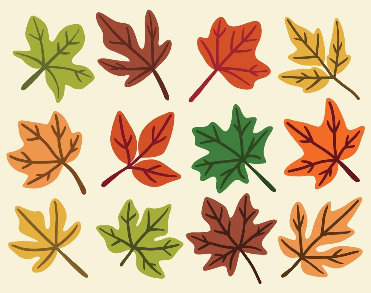 Collection of simplicity maple leaf freehand drawing flat design. vector