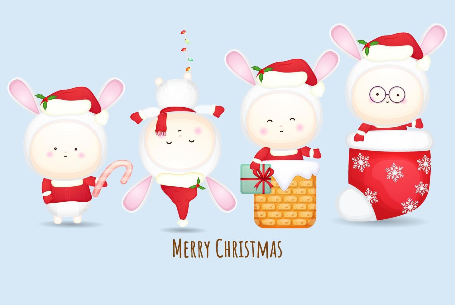 Cute baby santa for merry christmas illustration set Premium Vector