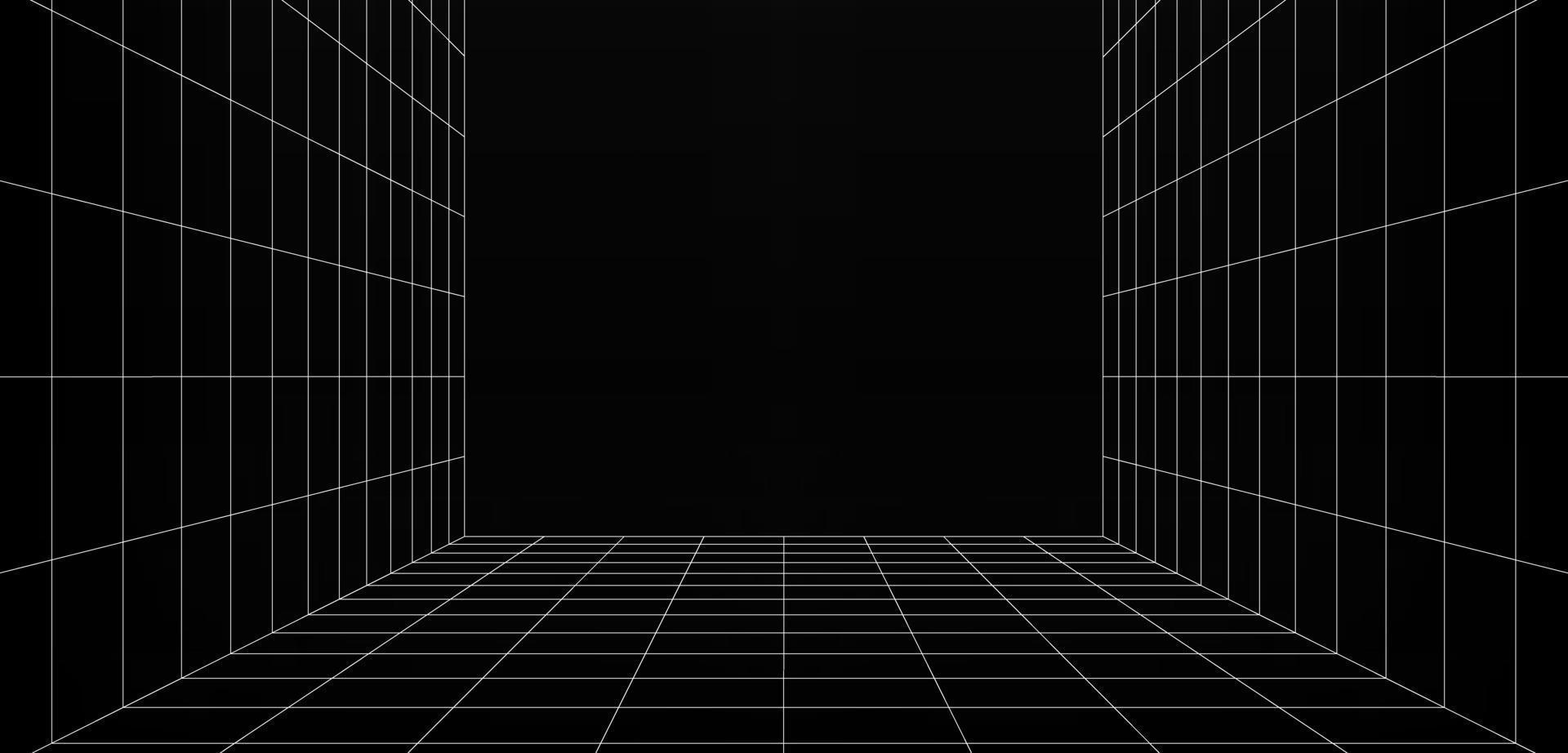 Futuristic digital square space blank gray-black color background with white grid space line color surfaces vector
