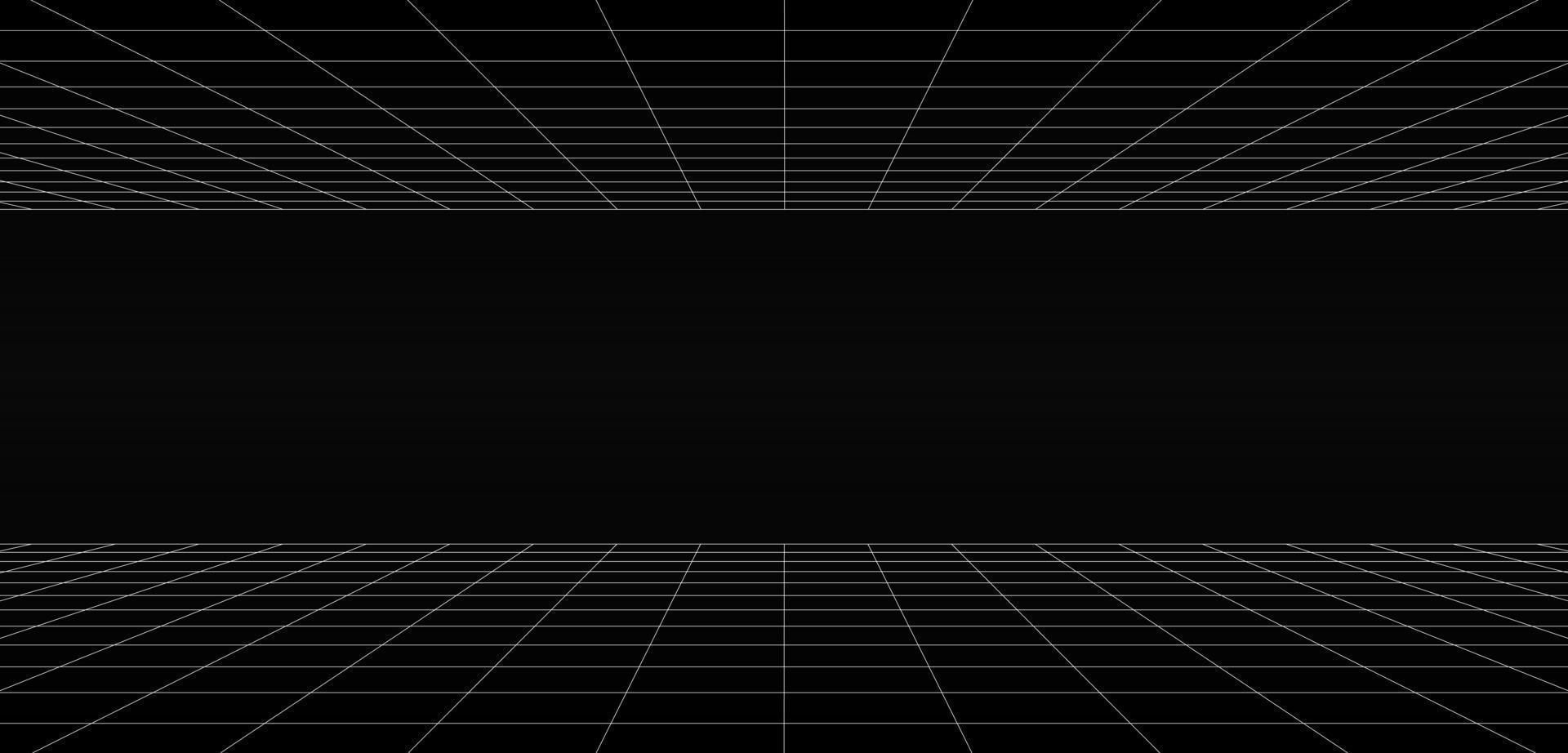 Empty futuristic digital horizontal gap grey-black background with white grid space line color surface vector