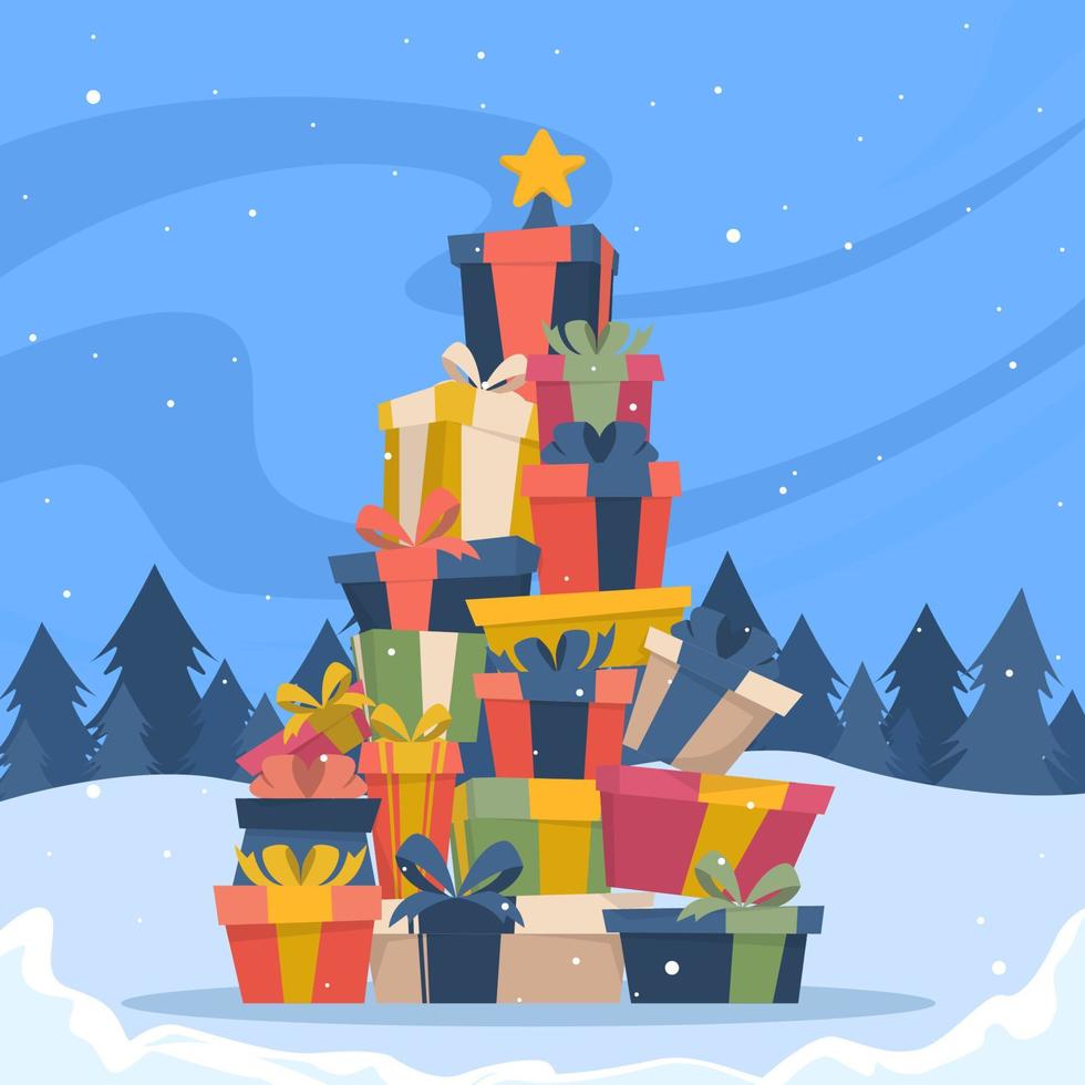 Stacked Christmas Gift in Snow vector