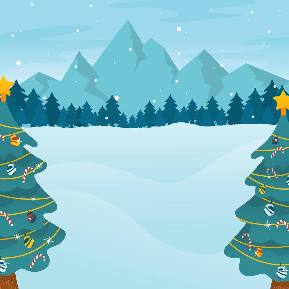 árbol de navidad con fondo de nieve vector