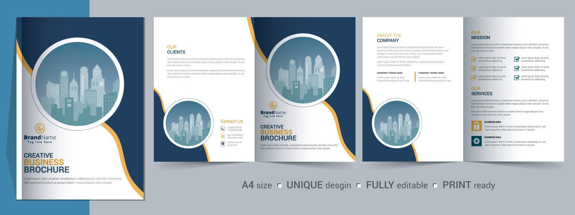 Corporate Bi-fold Brochure Template, Catalog, Booklet Template Design. Fully Editable. vector