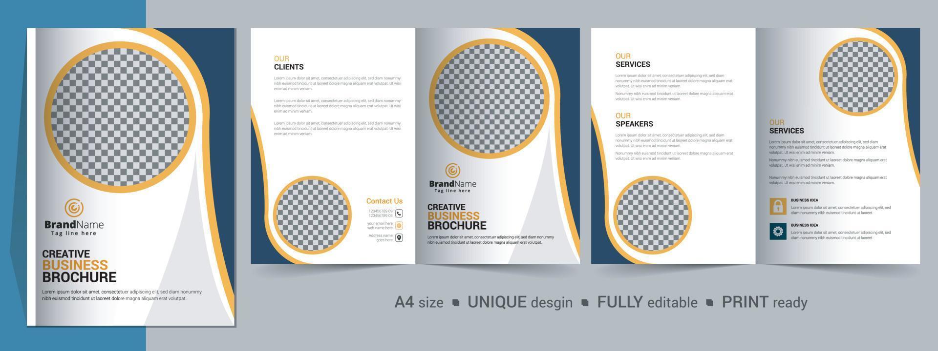 Corporate Bi-fold Brochure Template, Catalog, Booklet Template Design. Fully Editable. vector