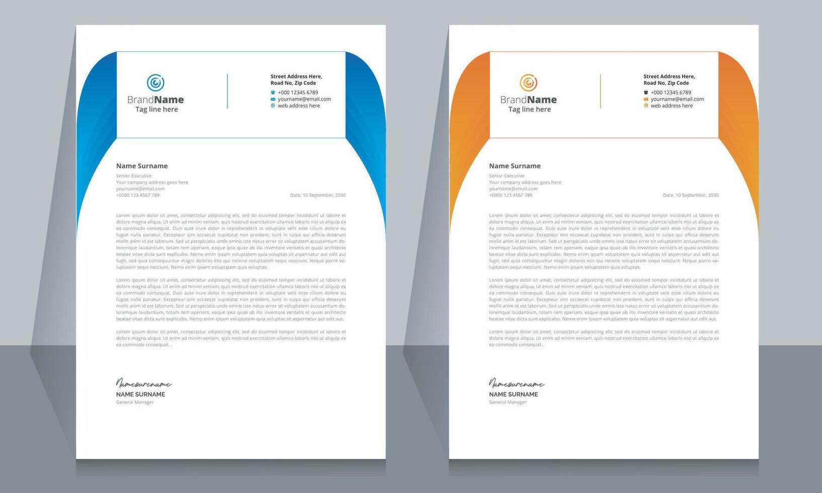 Clean and Corporate Letterhead Template Design vector