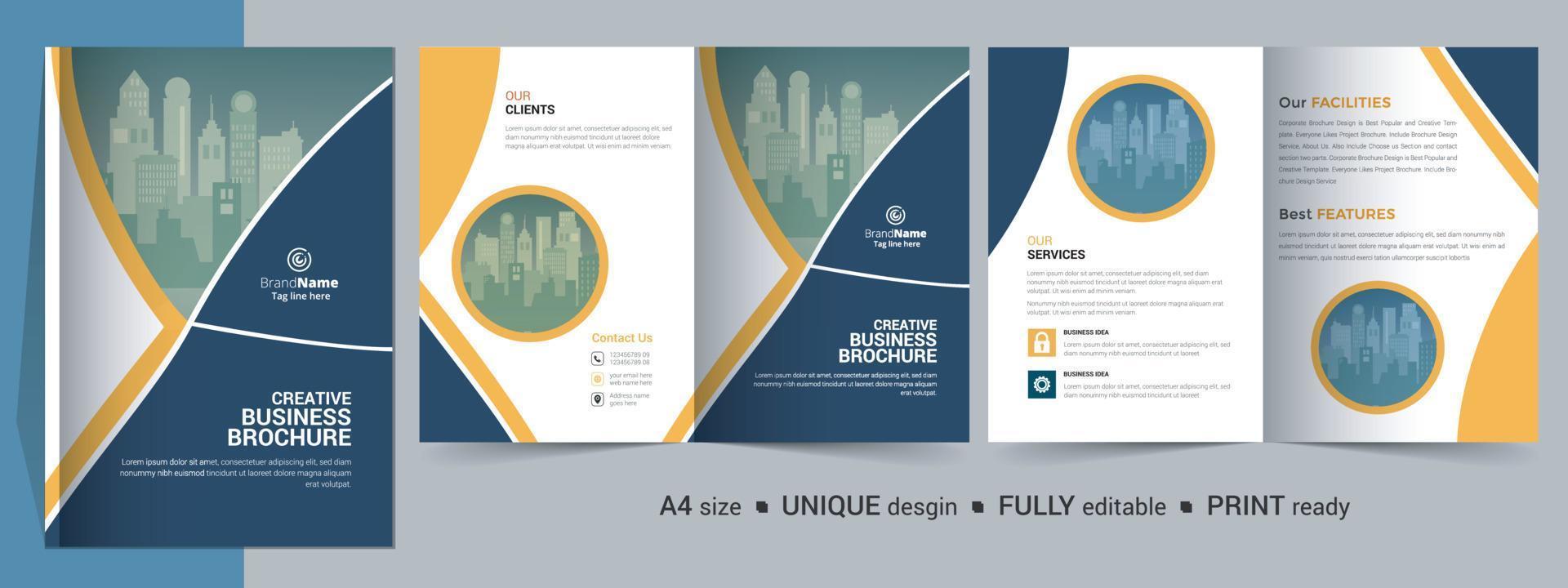 Corporate Bi-fold Brochure Template, Catalog, Booklet Template Design. Fully Editable. vector