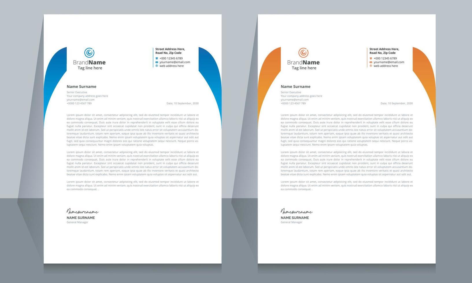 Clean and Corporate Letterhead Template Design vector