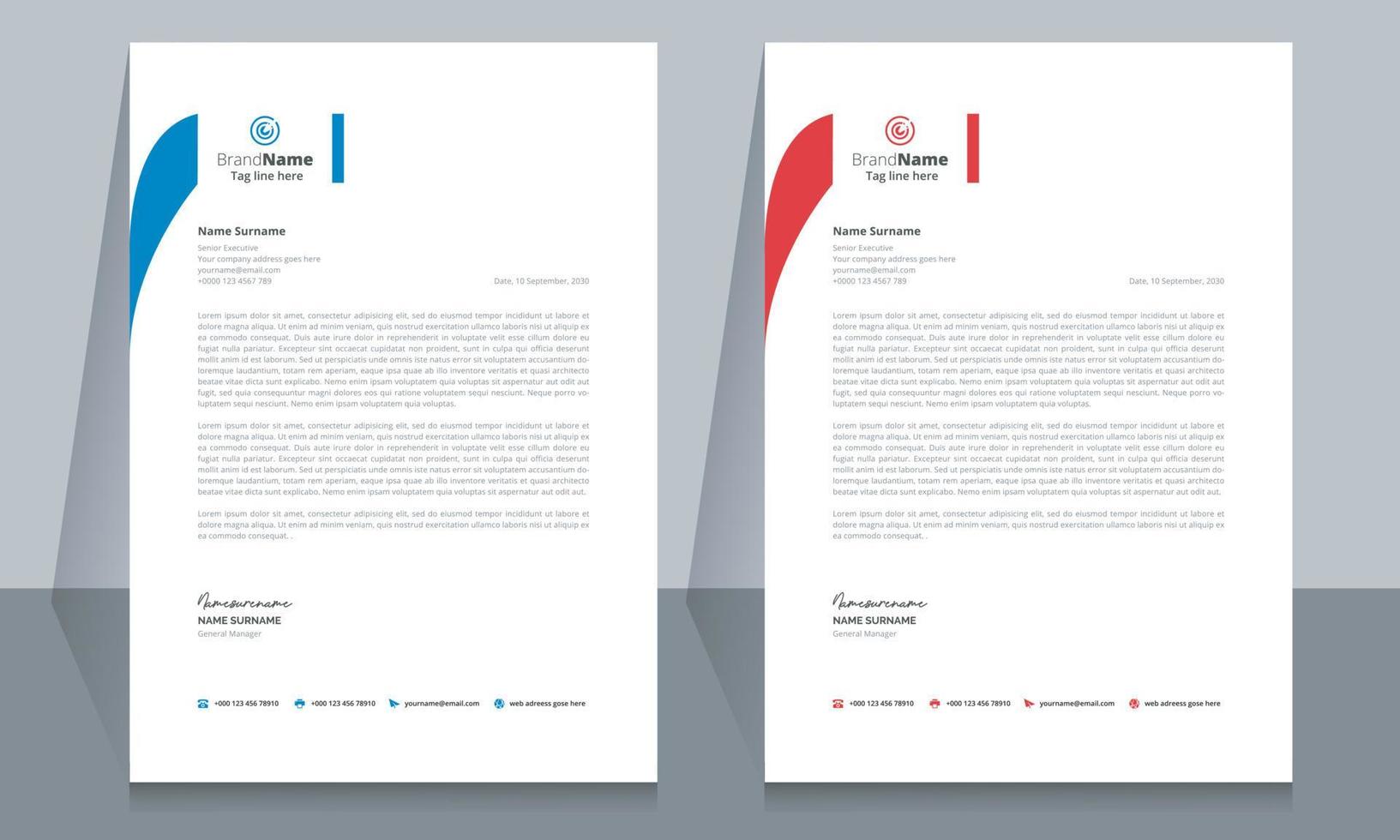 Clean and Corporate Letterhead Template Design vector