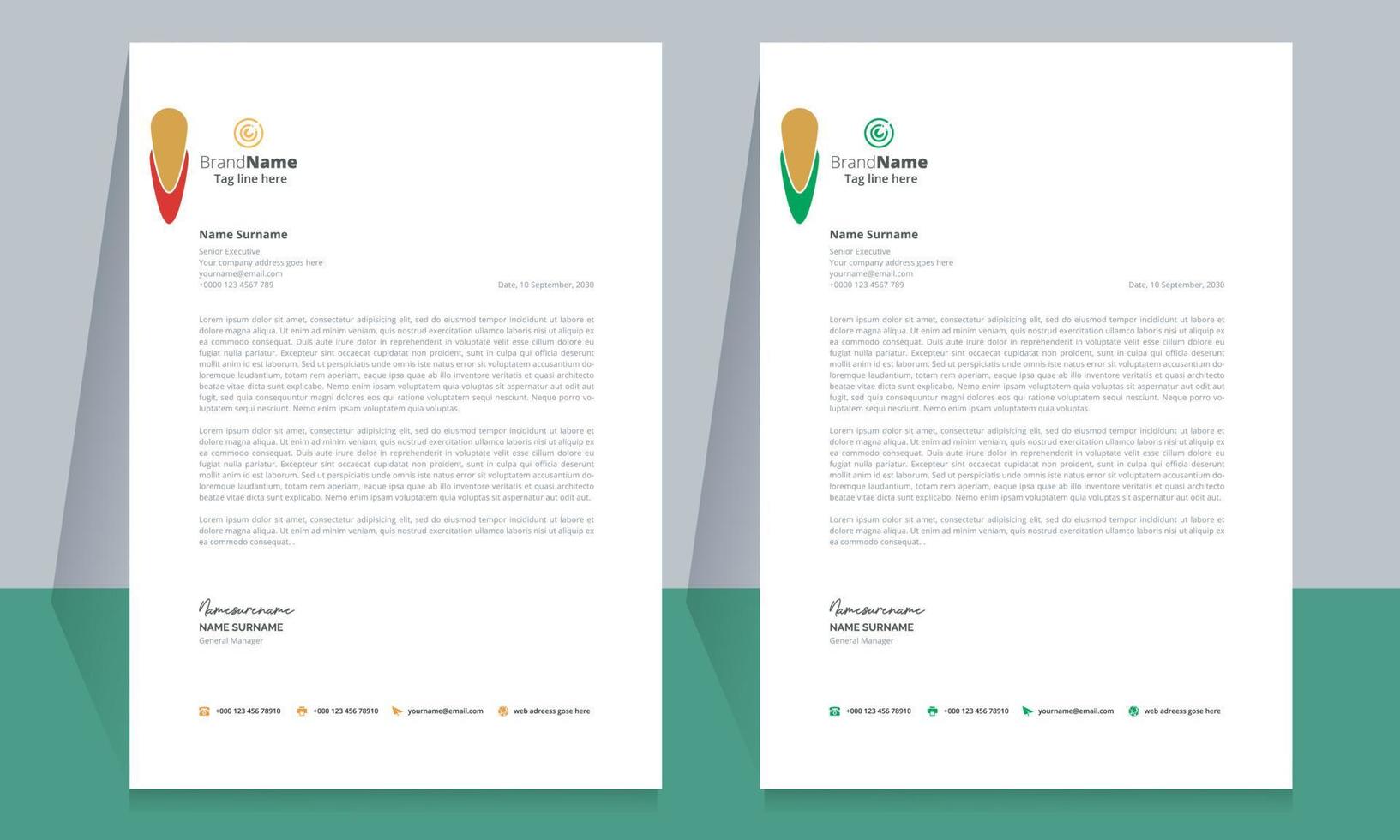 Clean and Corporate Letterhead Template Design vector