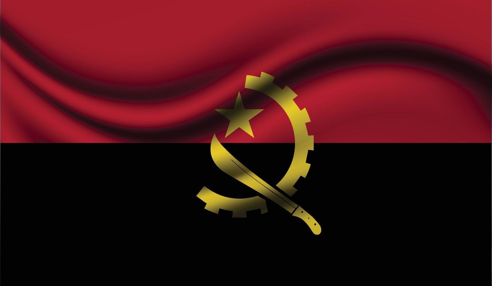 diseño realista de la bandera que agita de angola vector