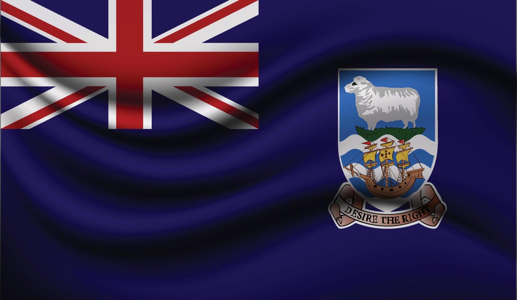 diseño de bandera ondeando realista de la isla de malvinas vector