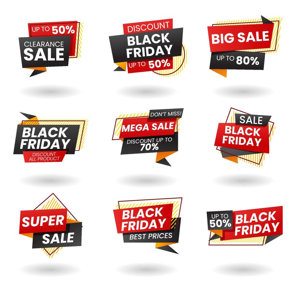 Black Friday Sale Sticker Collection Set vector