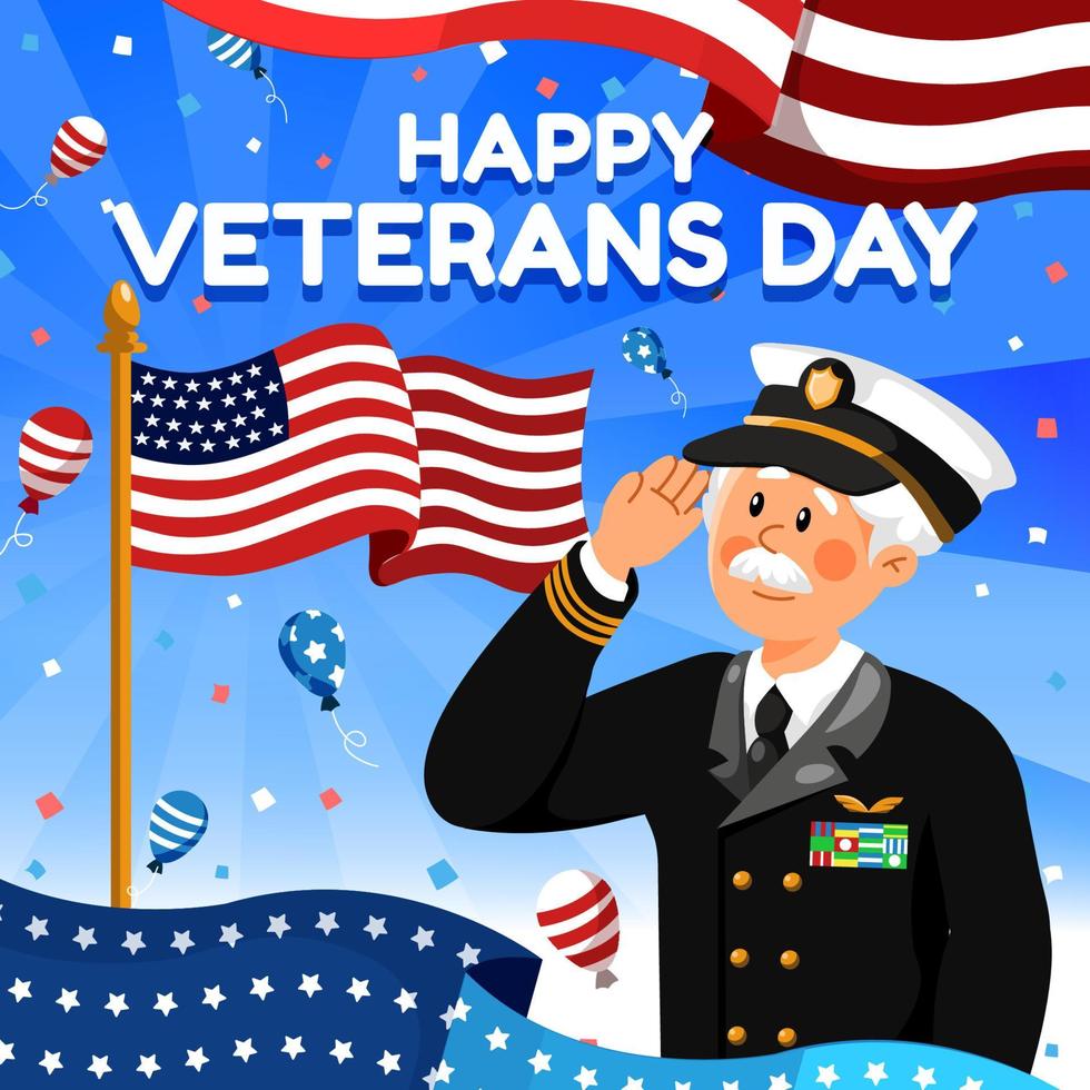 feliz celebración del día de los veteranos con el veterano de la marina de los ee. vector