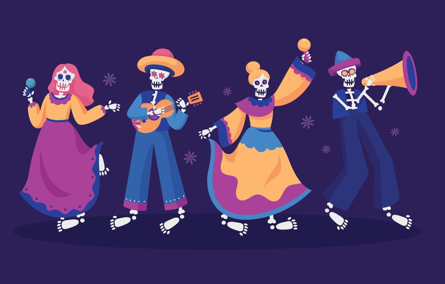 dia de los muertos personajes vector