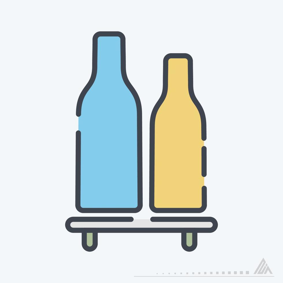Vector Graphic of Bottles Shelf - Line Cut Style