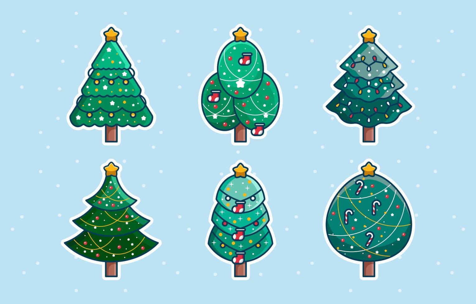 Christmas Tree Set Sticker vector