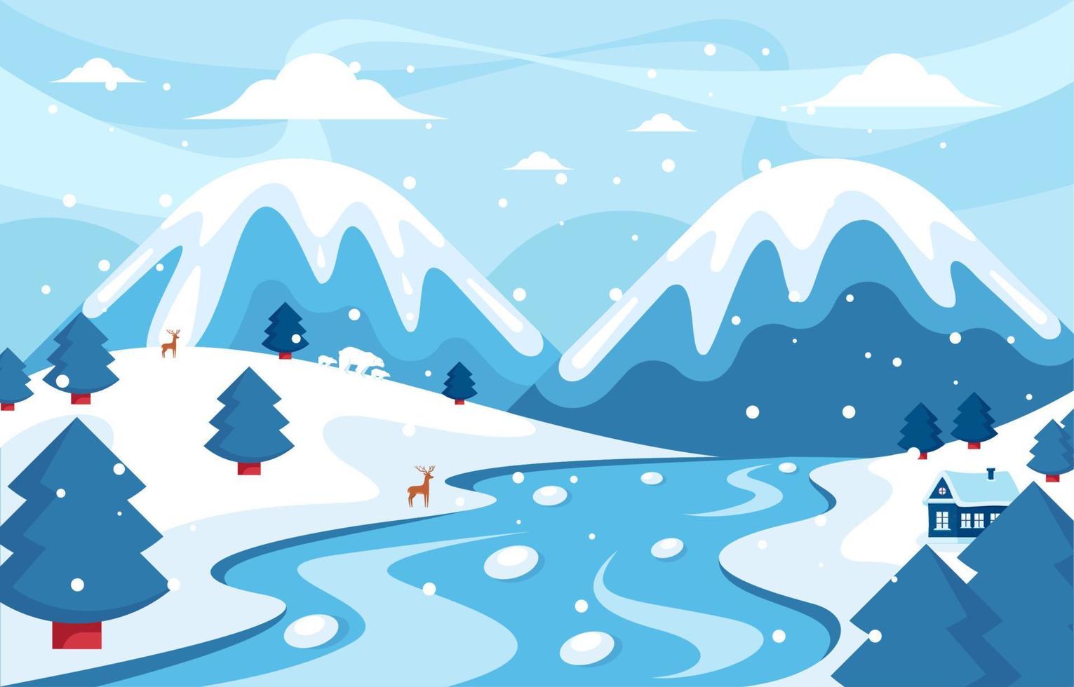 Outdoor Winter Scenery Background vector
