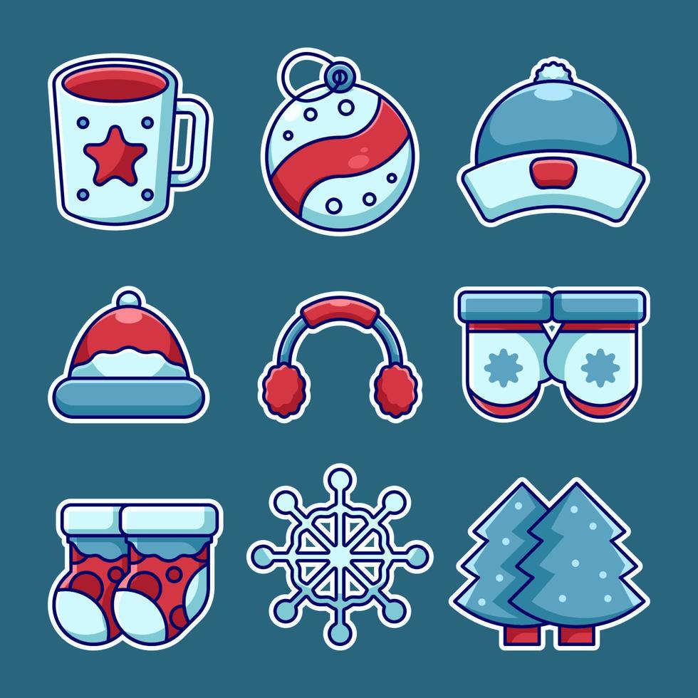 Winter Festivity Set Sticker vector