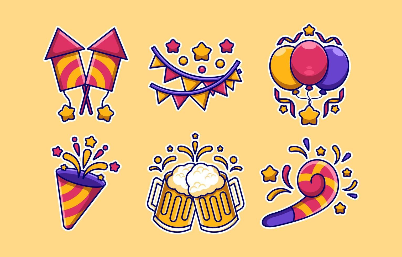 New Year Festivity Set Sticker vector