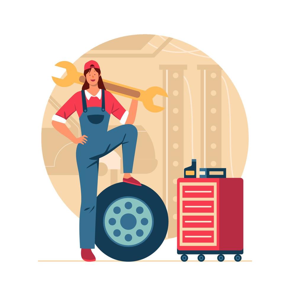 Woman Mechanic Concept vector