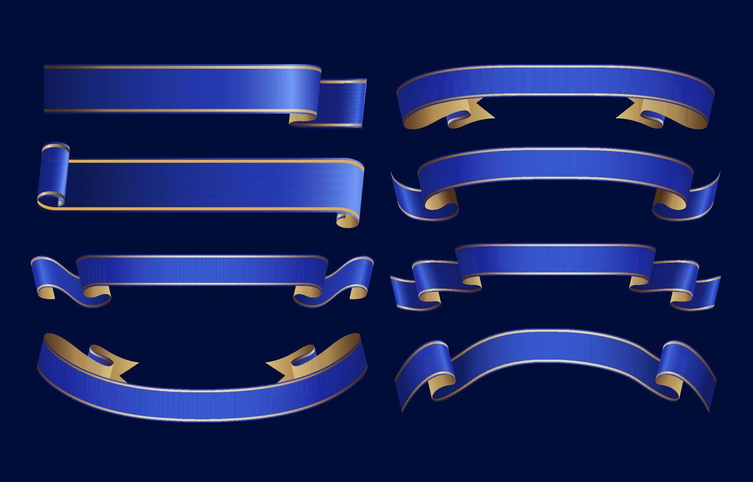 Realistic Blue Ribbon Set vector