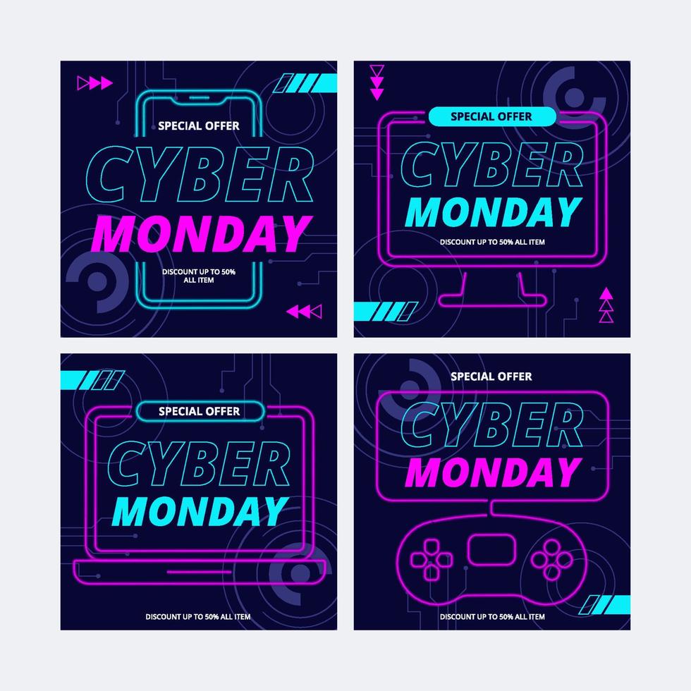 Cyber Monday Neon Card vector