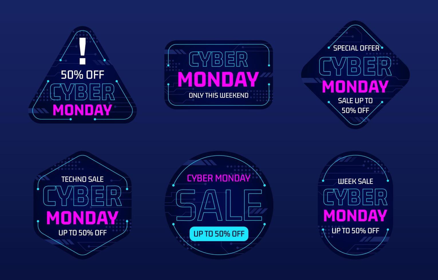 Cyber Monday Sale Labels vector