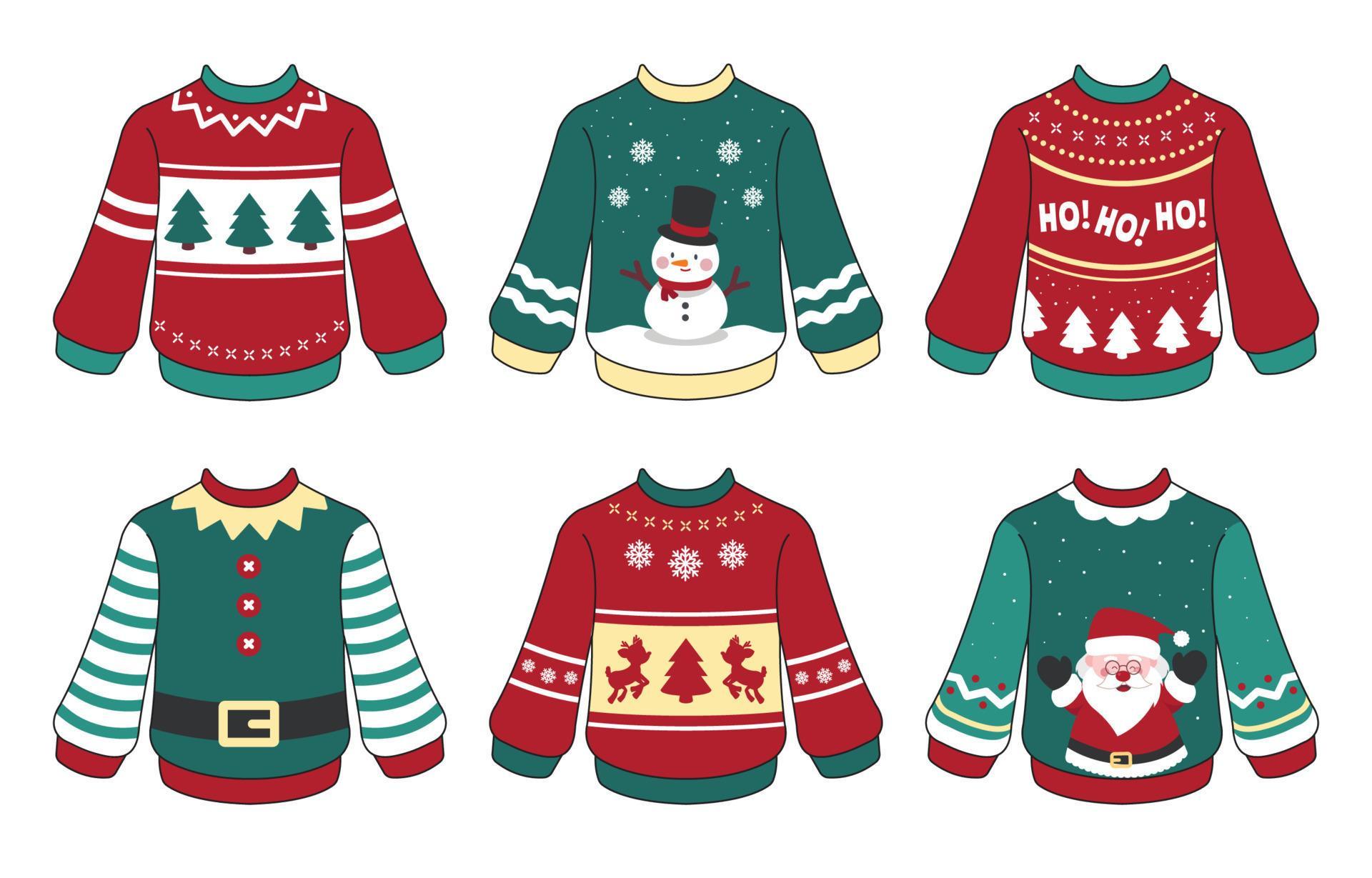 Selection of Christmas Themed Ugly Sweater 3704384 Vector Art at Vecteezy