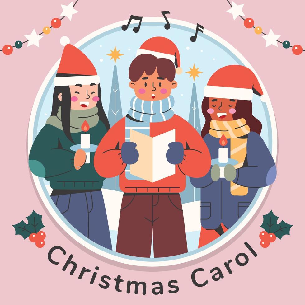 Group of People Singing Carols in Christmas vector