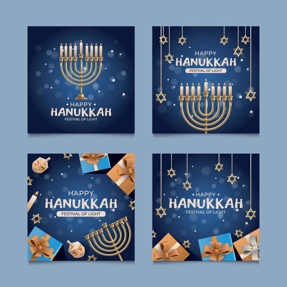 conjunto de tarjeta de felicitación de hanukkah vector