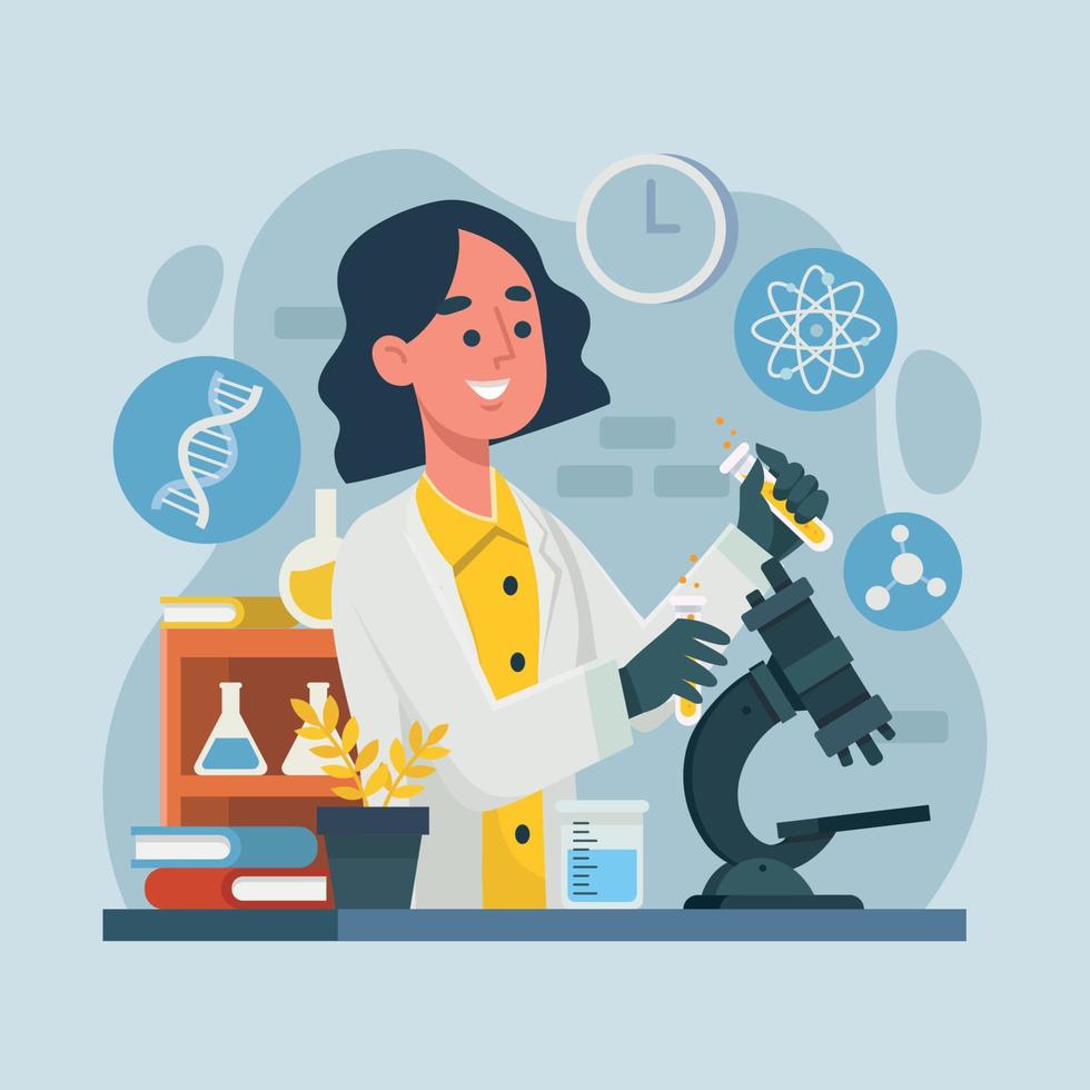 Female Scientist Working In The Lab vector