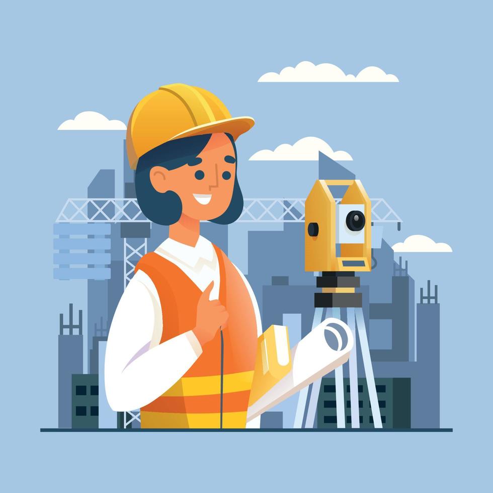 Engineer Working On Construction vector