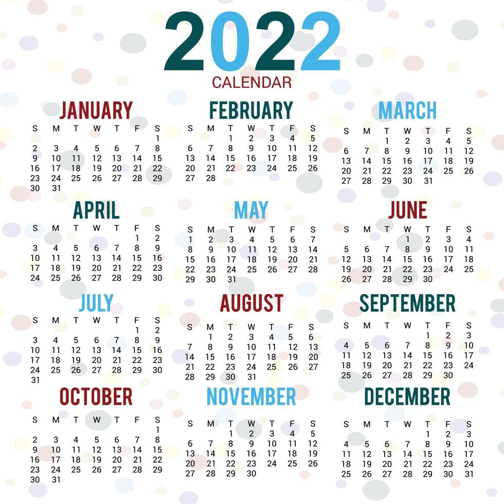 New Year Calendar 2022 Template Design vector