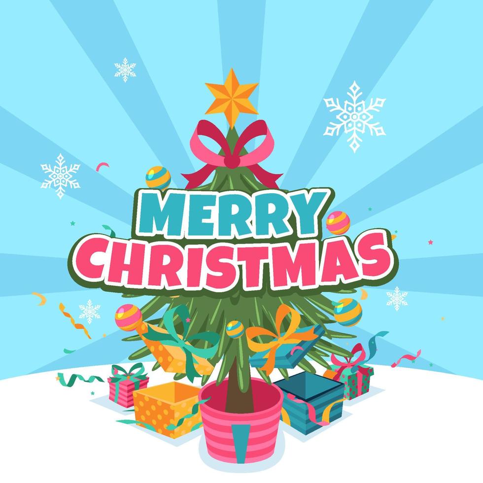 Christmas Tree and Gift Boxes vector